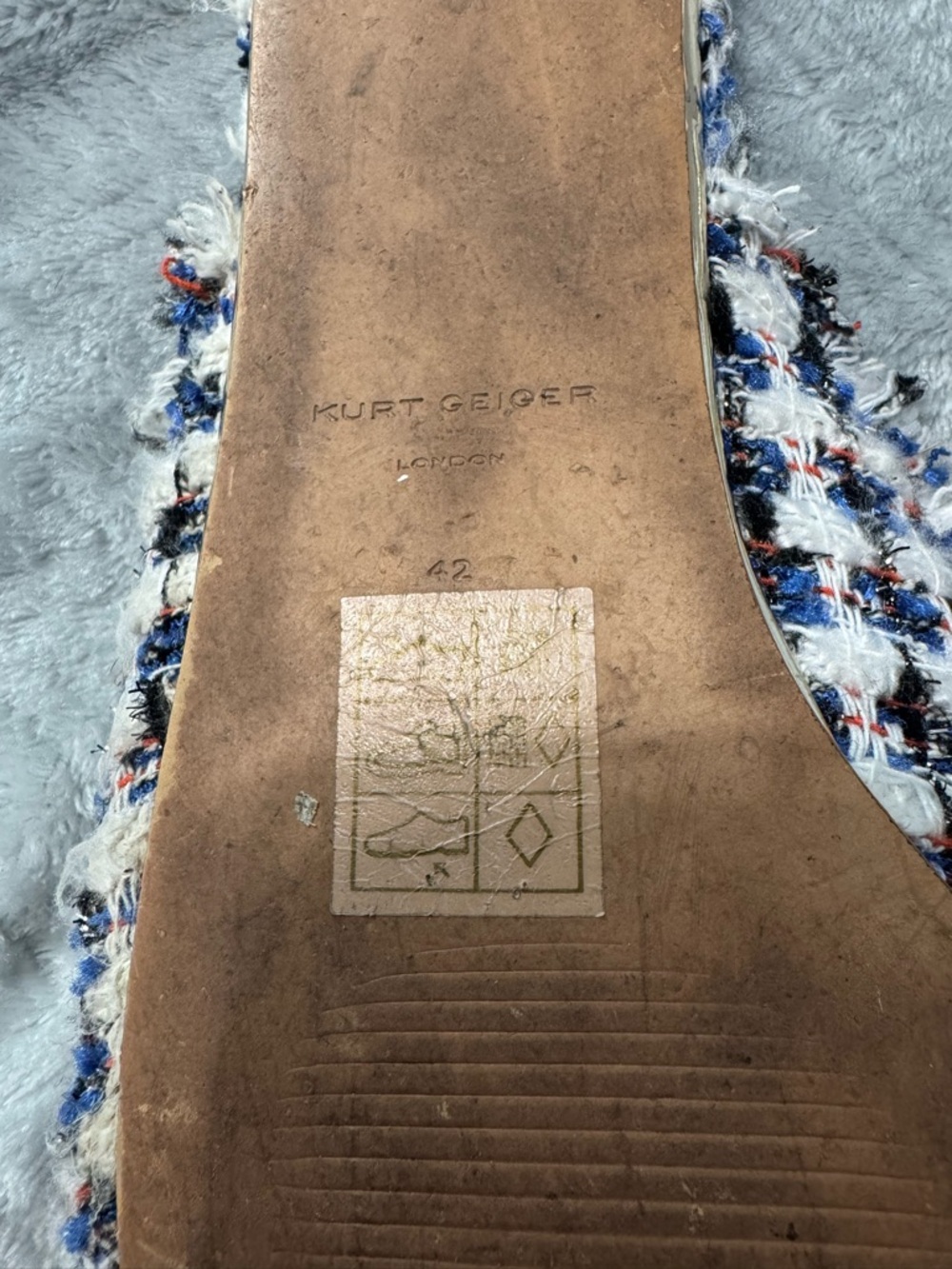 Kurt Geiger London Tweed Evil Eye Mule Flats Pointed Toe EU 42 Designer Slip On - Picture 10 of 11